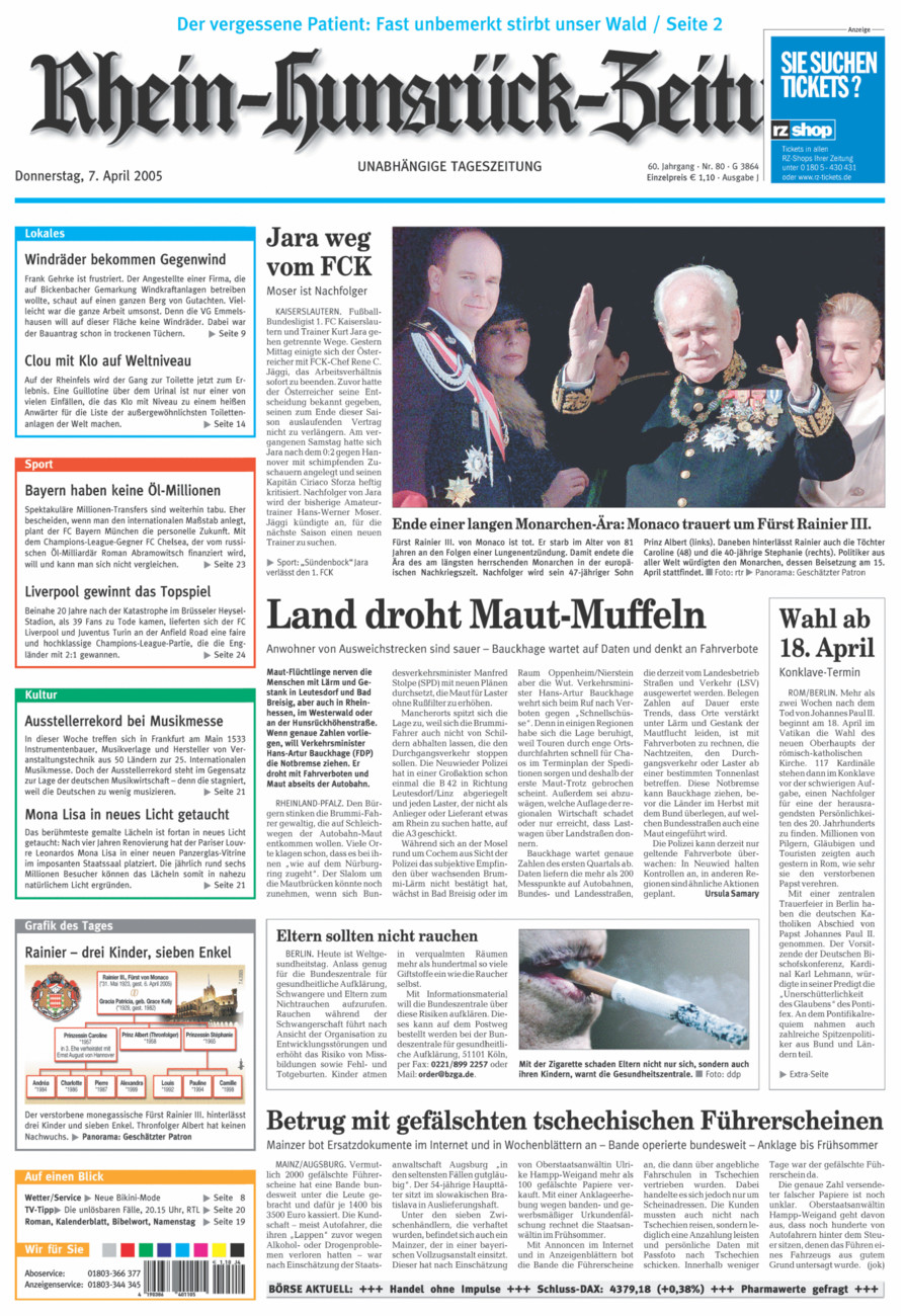 Rhein-Hunsrück-Zeitung vom Donnerstag, 07.04.2005