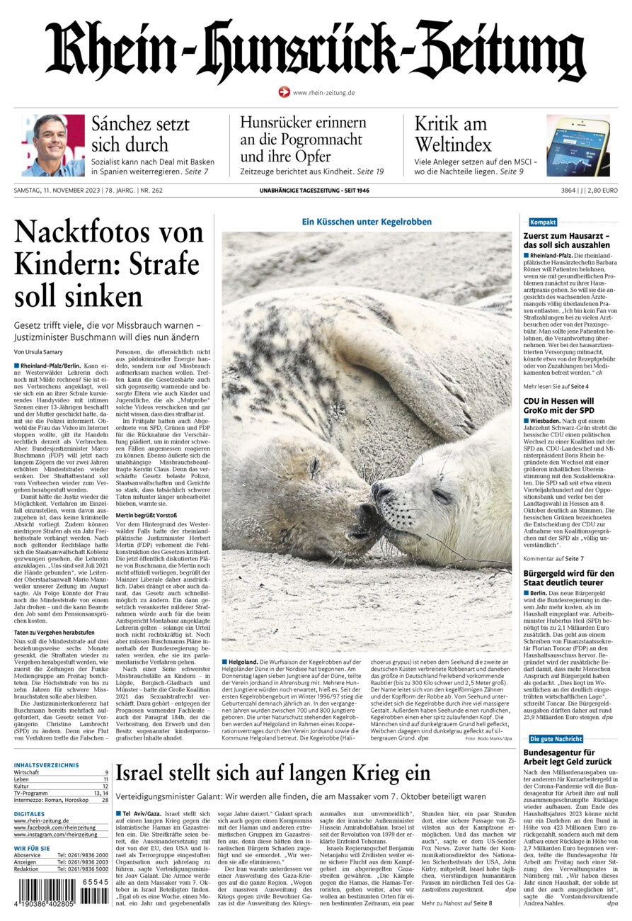 Rhein-Hunsrück-Zeitung vom Samstag, 11.11.2023