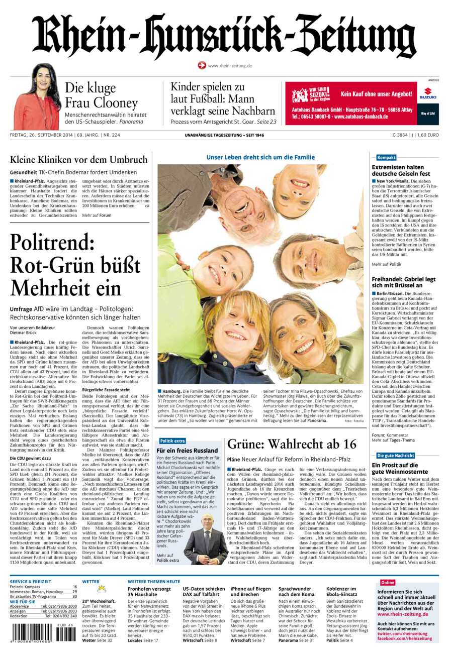 Rhein-Hunsrück-Zeitung vom Freitag, 26.09.2014