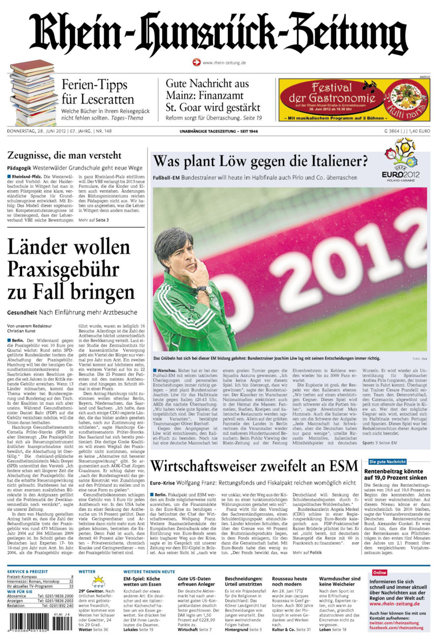 Rhein-Hunsrück-Zeitung vom Donnerstag, 28.06.2012