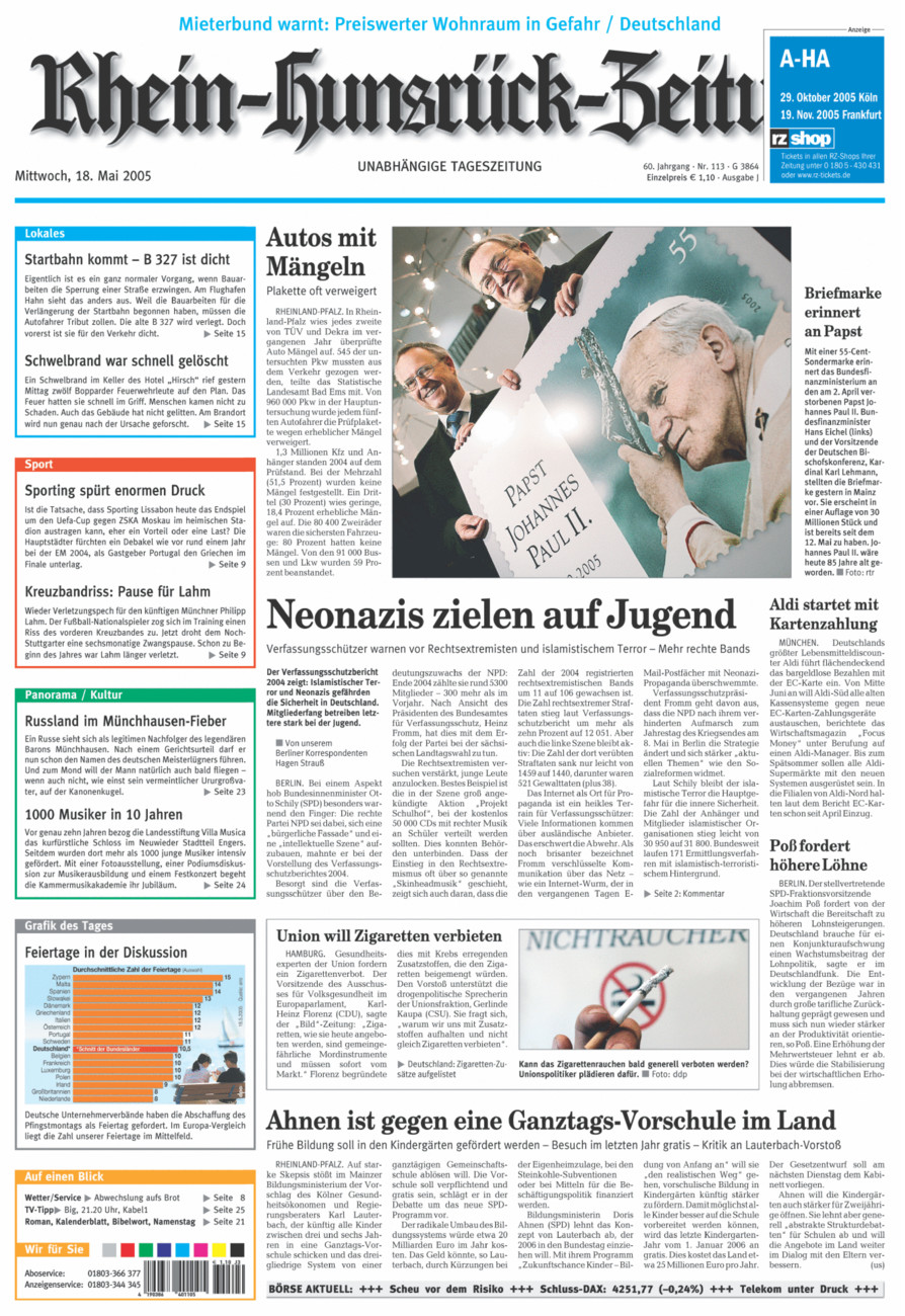 Rhein-Hunsrück-Zeitung vom Mittwoch, 18.05.2005