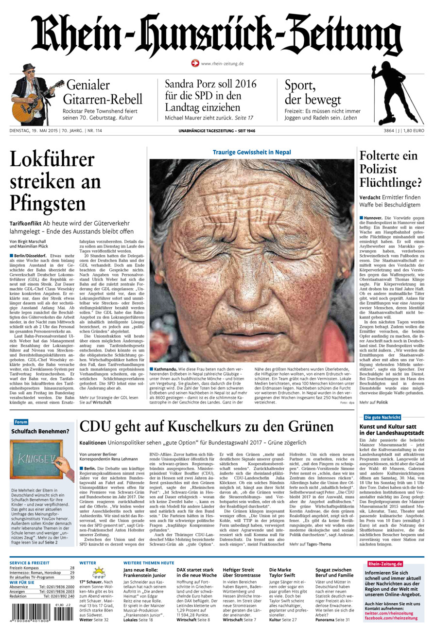 Rhein-Hunsrück-Zeitung vom Dienstag, 19.05.2015