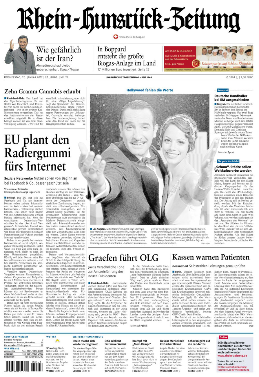 Rhein-Hunsrück-Zeitung vom Donnerstag, 26.01.2012