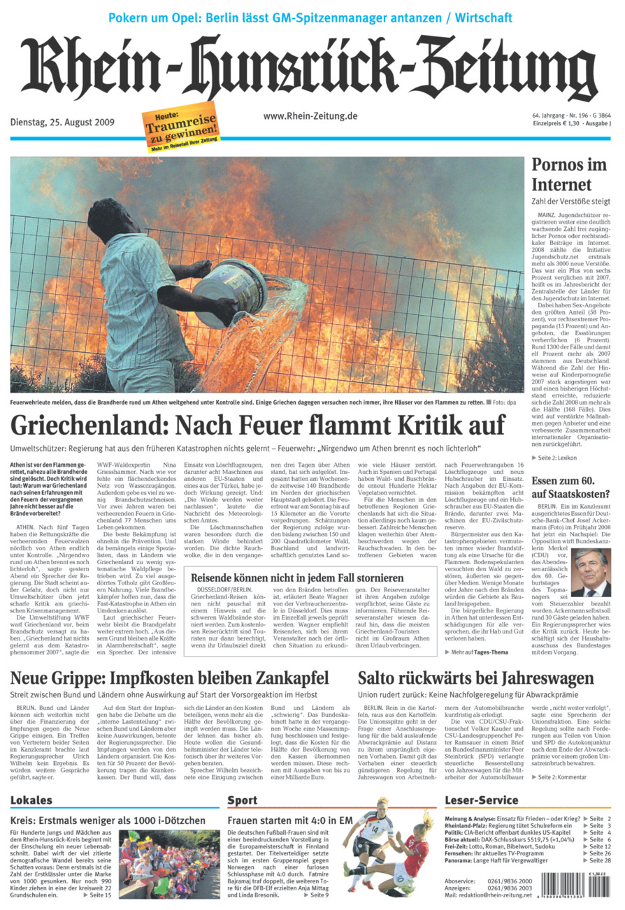 Rhein-Hunsrück-Zeitung vom Dienstag, 25.08.2009