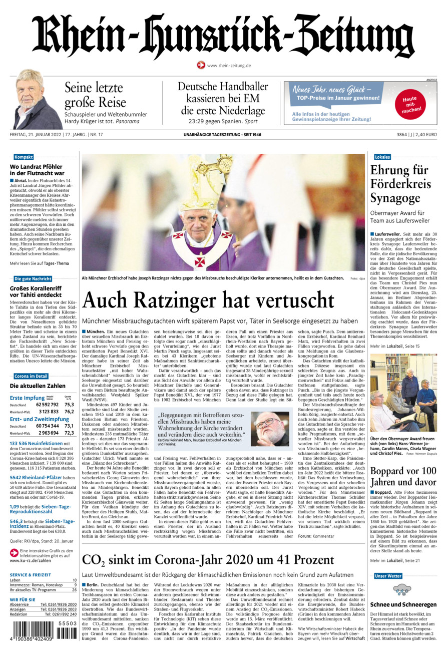 Rhein-Hunsrück-Zeitung vom Freitag, 21.01.2022
