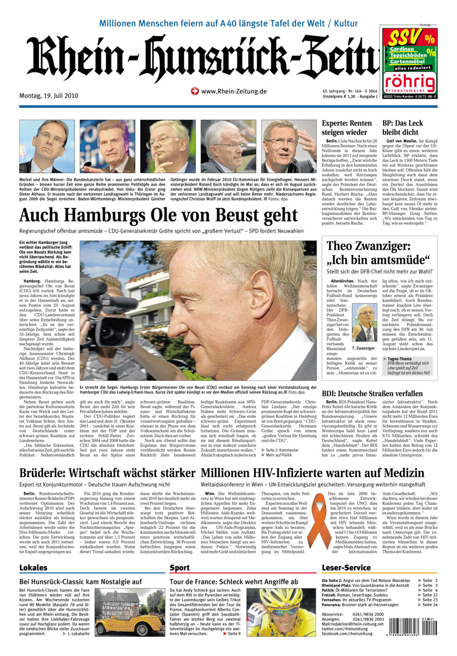 Rhein-Hunsrück-Zeitung vom Montag, 19.07.2010