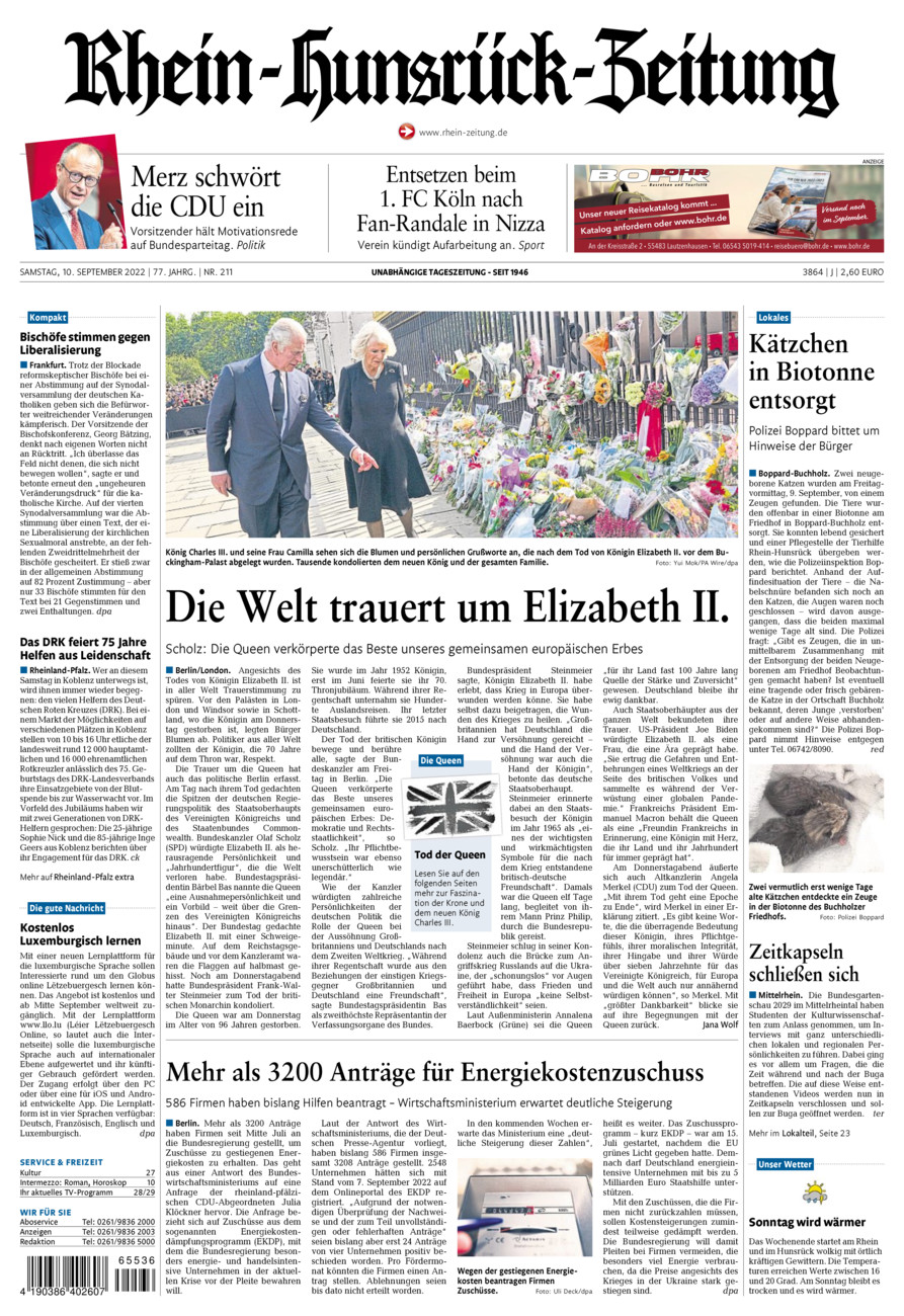 Rhein-Hunsrück-Zeitung vom Samstag, 10.09.2022
