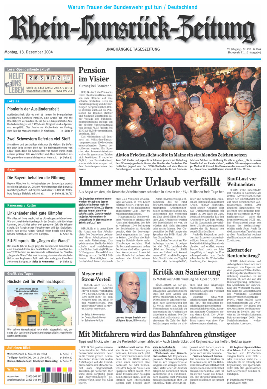 Rhein-Hunsrück-Zeitung vom Montag, 13.12.2004