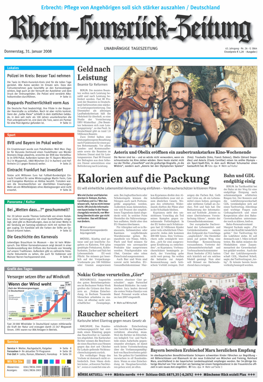 Rhein-Hunsrück-Zeitung vom Donnerstag, 31.01.2008