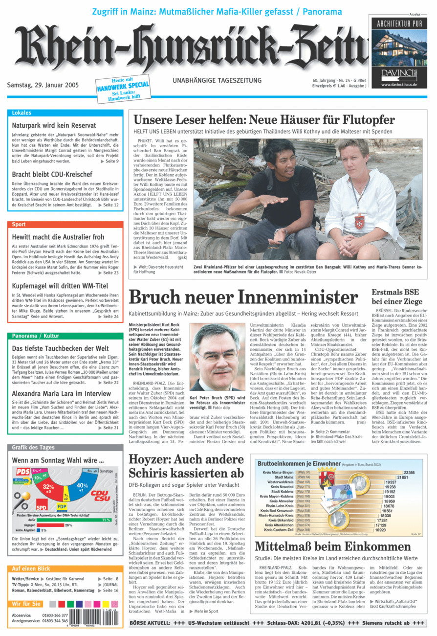 Rhein-Hunsrück-Zeitung vom Samstag, 29.01.2005