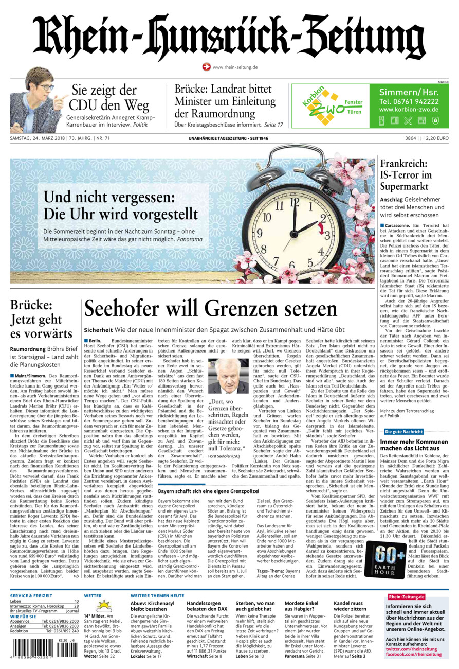 Rhein-Hunsrück-Zeitung vom Samstag, 24.03.2018