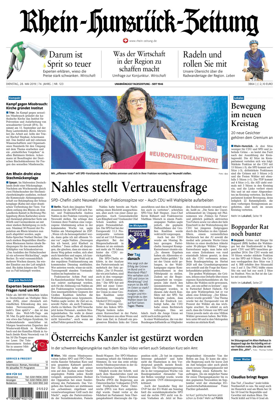Rhein-Hunsrück-Zeitung vom Dienstag, 28.05.2019