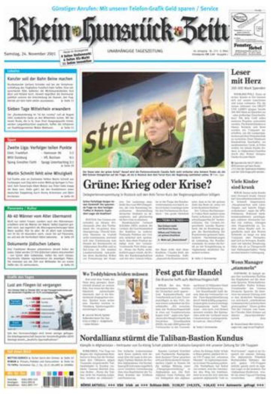 Rhein-Hunsrück-Zeitung vom Samstag, 24.11.2001