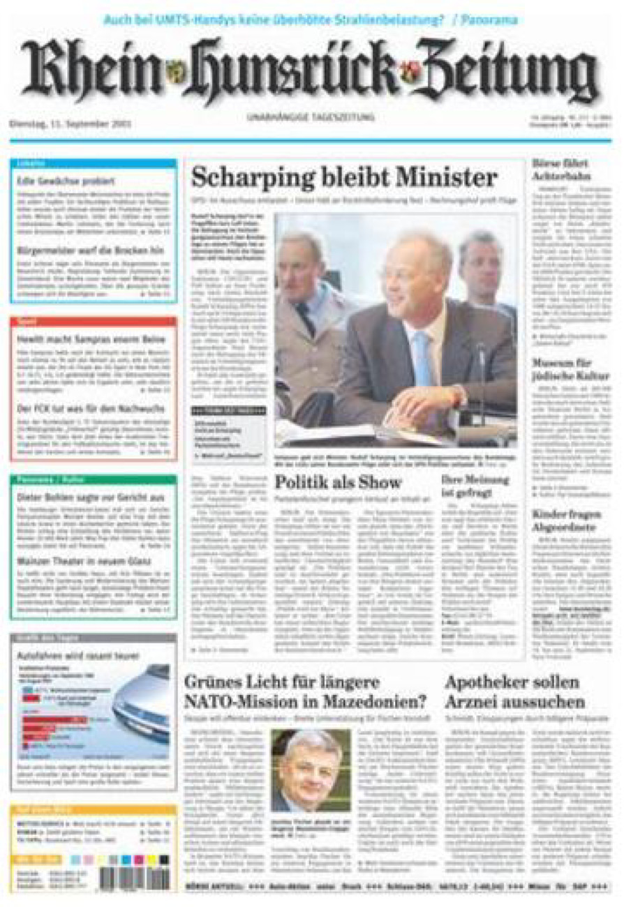 Rhein-Hunsrück-Zeitung vom Dienstag, 11.09.2001
