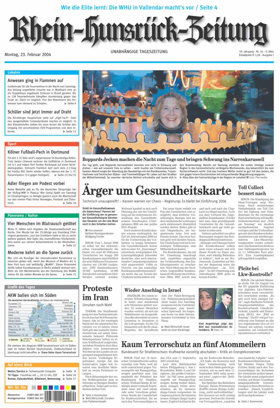 Rhein-Hunsrück-Zeitung vom Montag, 23.02.2004