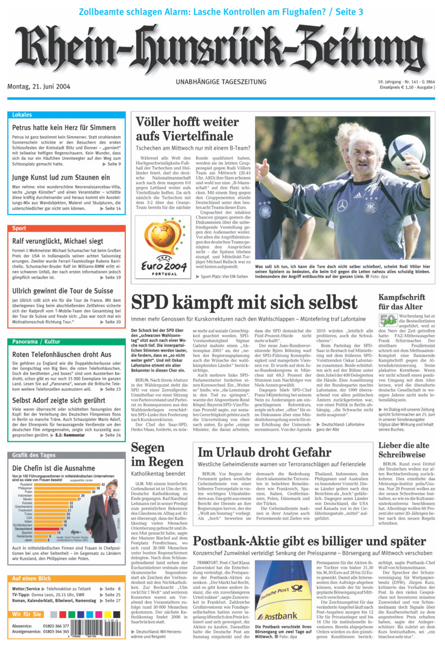 Rhein-Hunsrück-Zeitung vom Montag, 21.06.2004