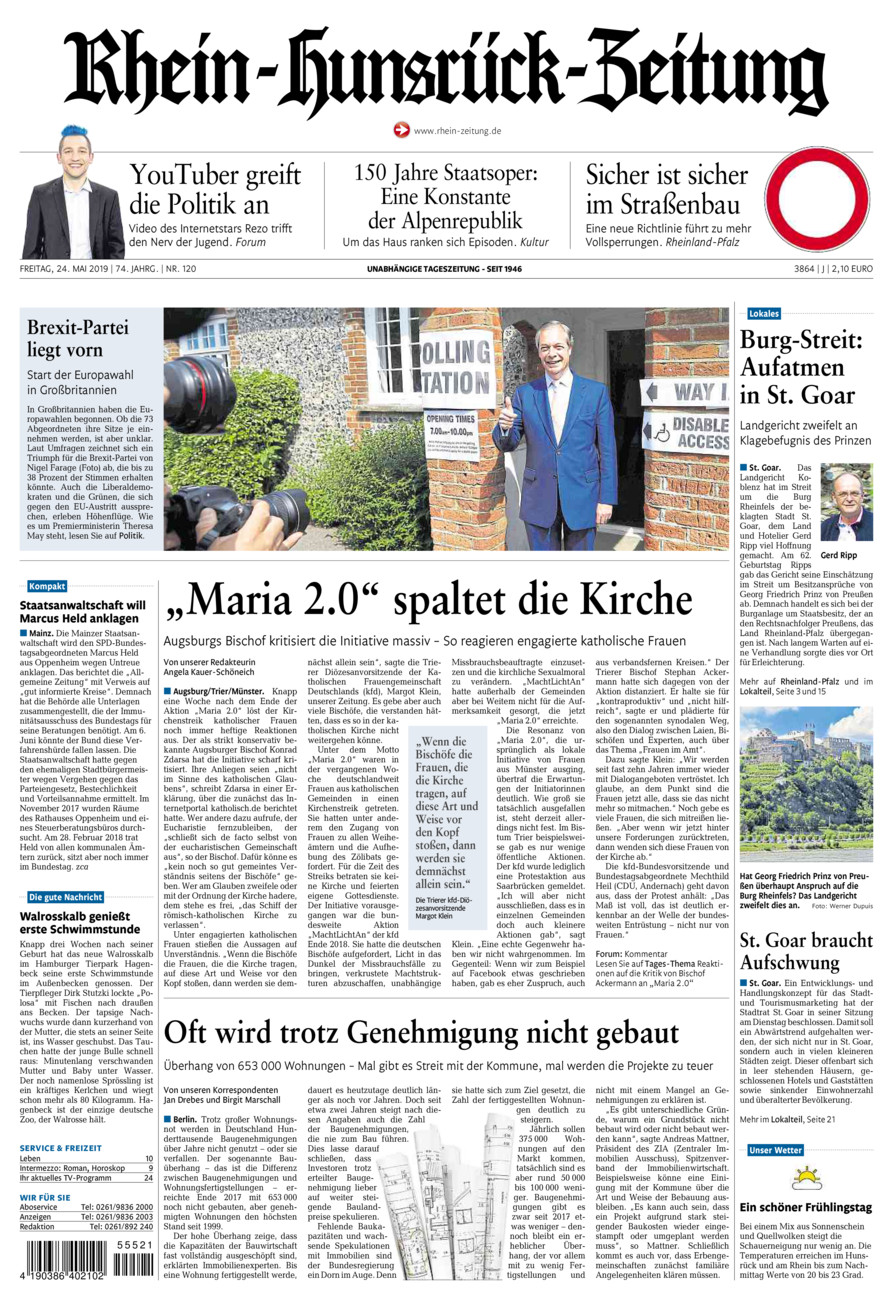 Rhein-Hunsrück-Zeitung vom Freitag, 24.05.2019