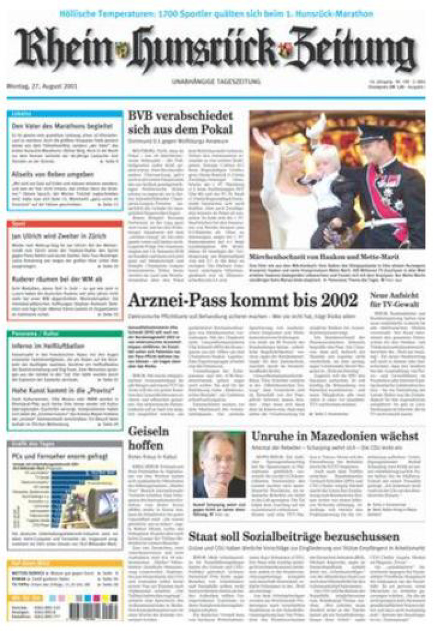 Rhein-Hunsrück-Zeitung vom Montag, 27.08.2001