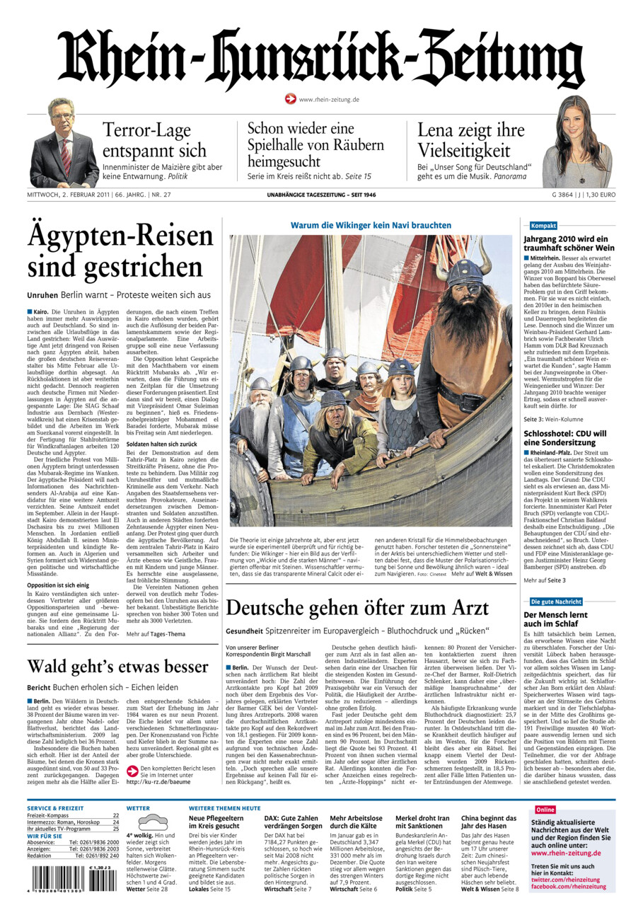Rhein-Hunsrück-Zeitung vom Mittwoch, 02.02.2011