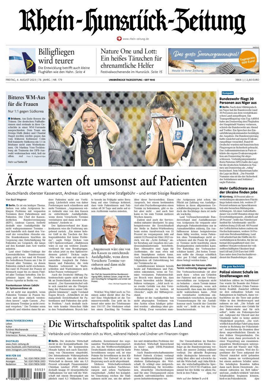 Rhein-Hunsrück-Zeitung vom Freitag, 04.08.2023
