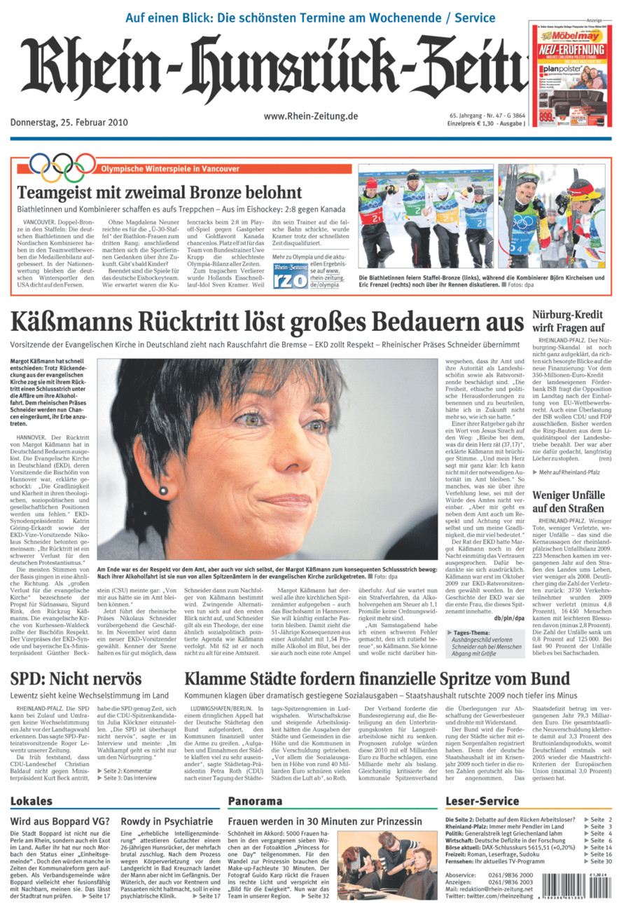Rhein-Hunsrück-Zeitung vom Donnerstag, 25.02.2010
