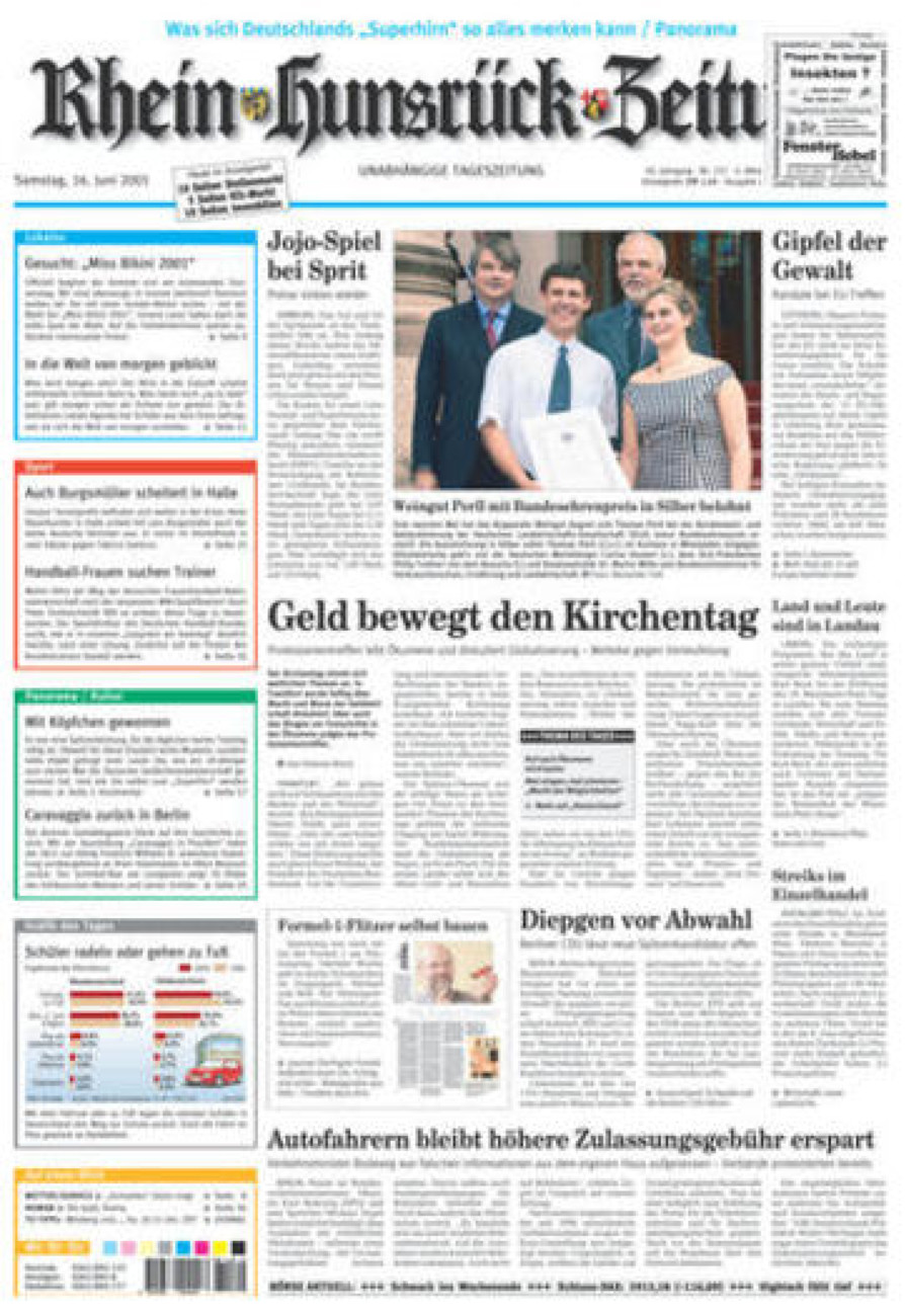 Rhein-Hunsrück-Zeitung vom Samstag, 16.06.2001