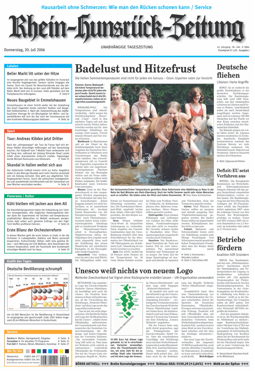 Rhein-Hunsrück-Zeitung vom Donnerstag, 20.07.2006