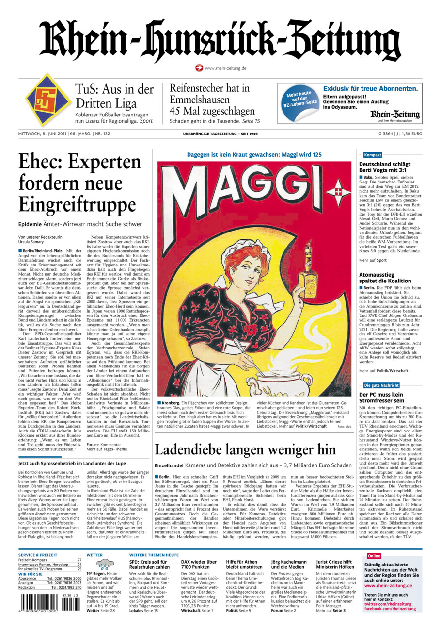 Rhein-Hunsrück-Zeitung vom Mittwoch, 08.06.2011