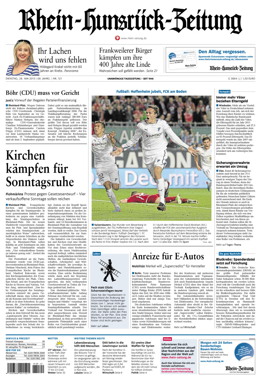 Rhein-Hunsrück-Zeitung vom Dienstag, 28.05.2013