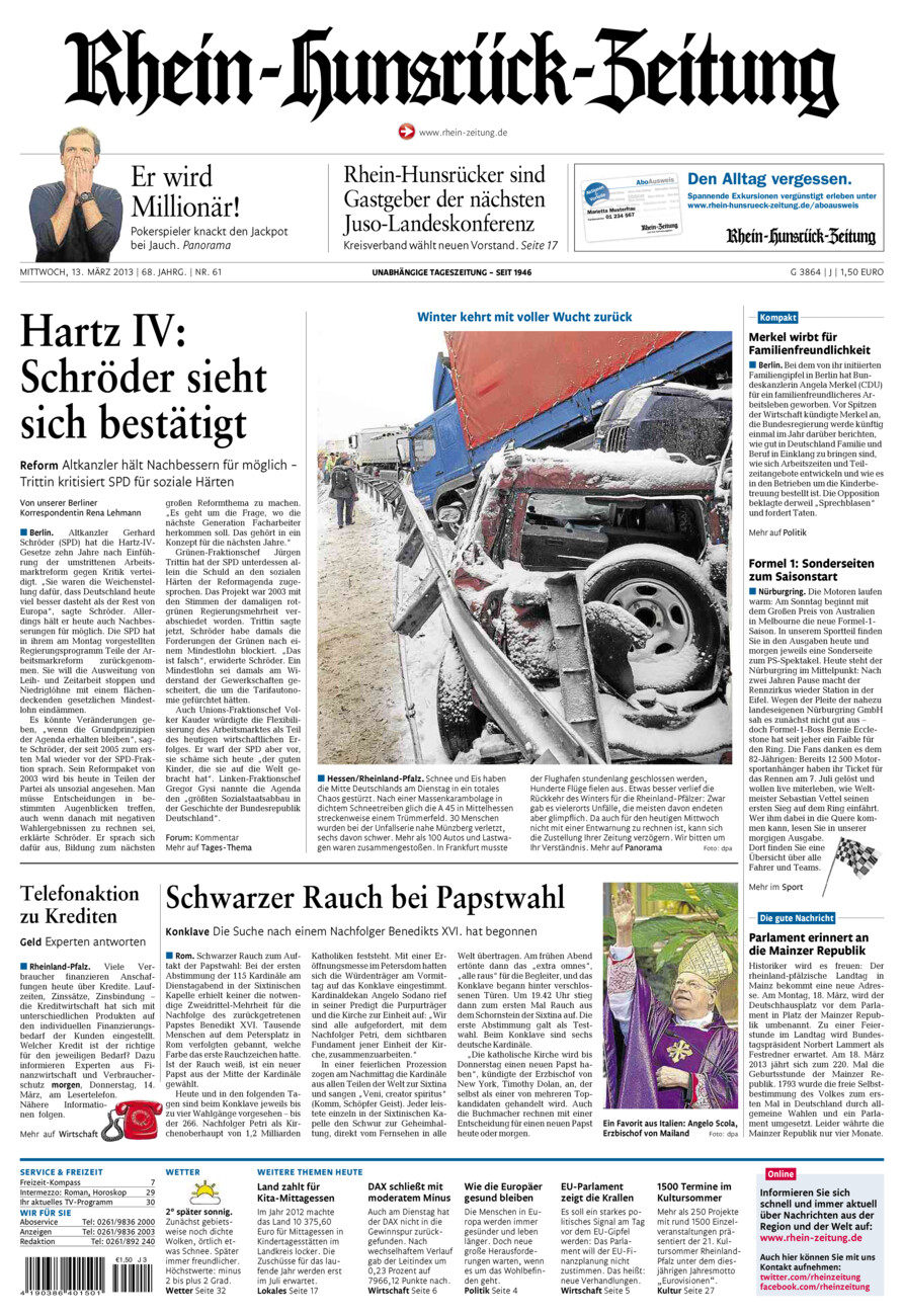 Rhein-Hunsrück-Zeitung vom Mittwoch, 13.03.2013