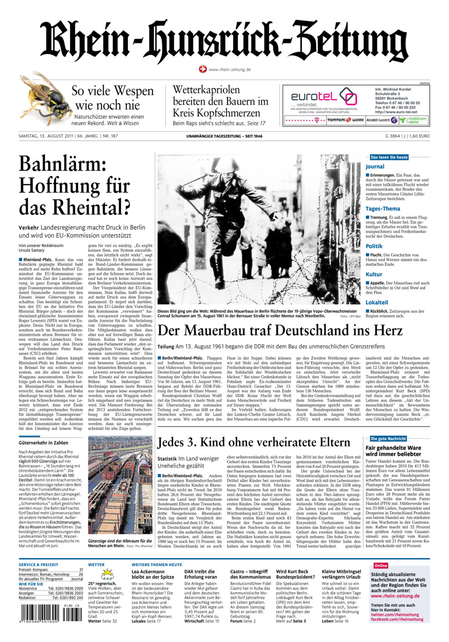 Rhein-Hunsrück-Zeitung vom Samstag, 13.08.2011