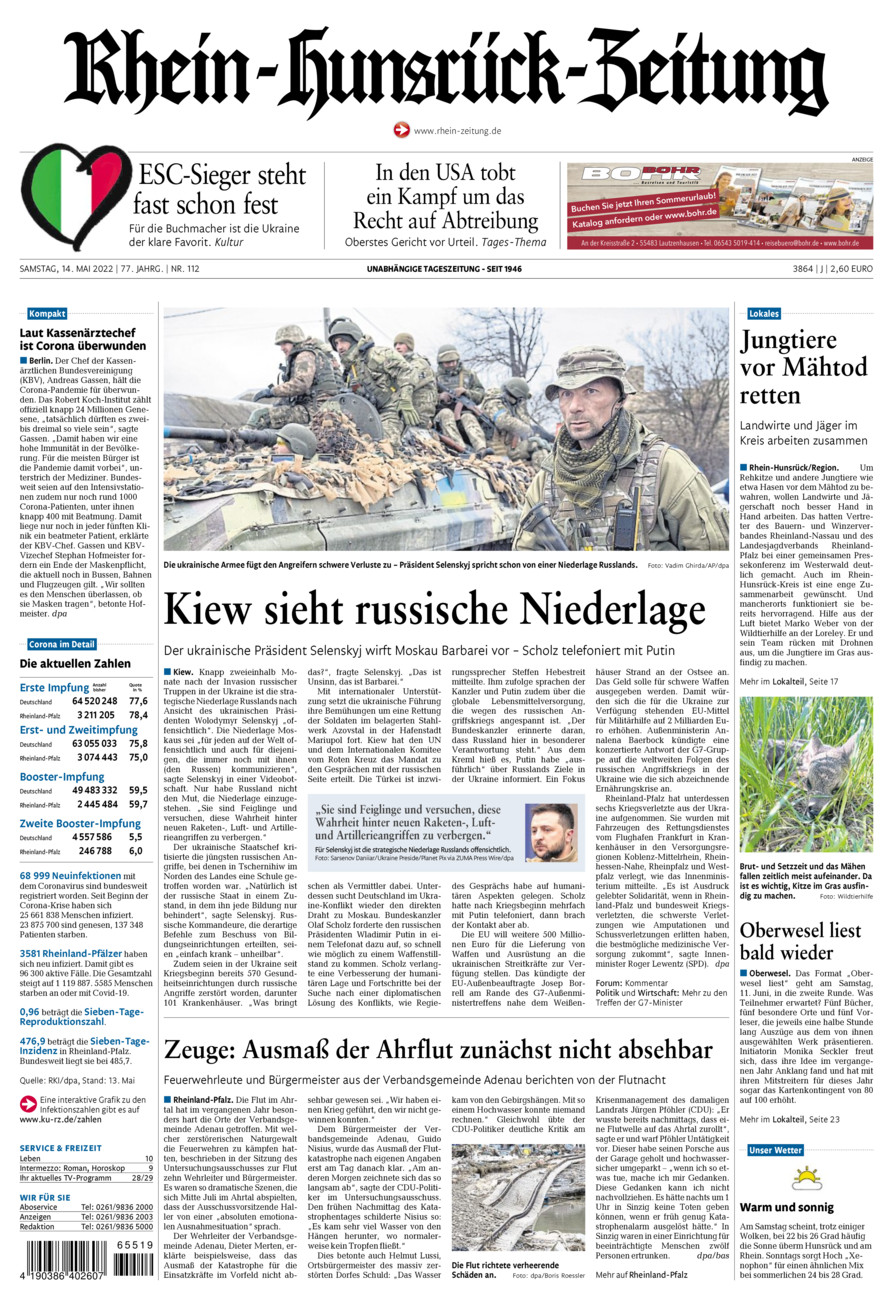 Rhein-Hunsrück-Zeitung vom Samstag, 14.05.2022