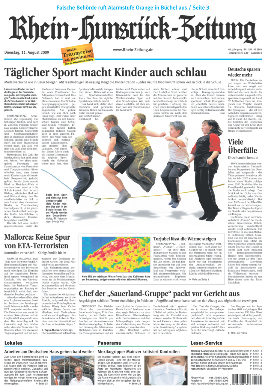 Rhein-Hunsrück-Zeitung vom Dienstag, 11.08.2009