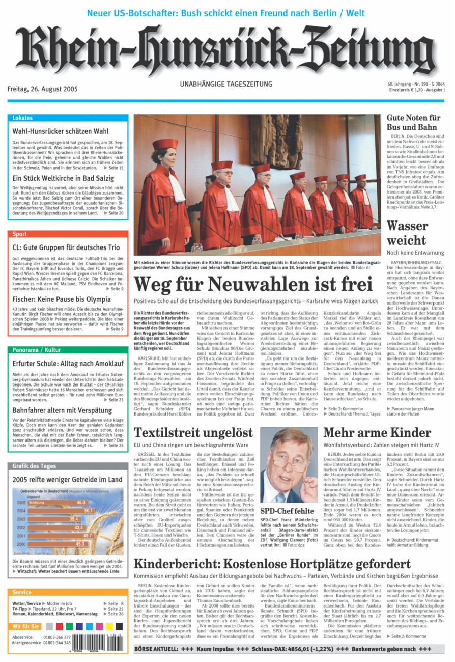 Rhein-Hunsrück-Zeitung vom Freitag, 26.08.2005