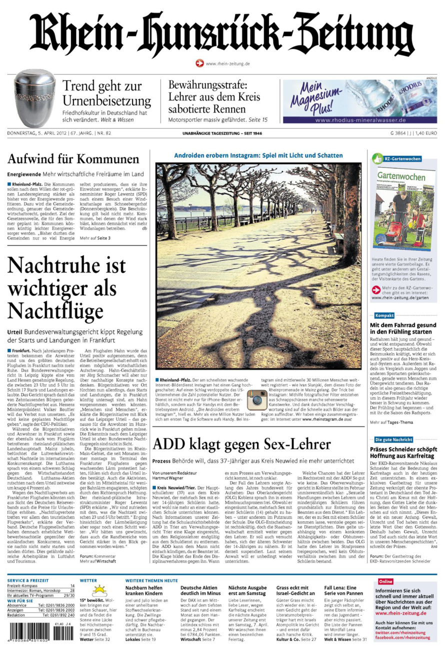 Rhein-Hunsrück-Zeitung vom Donnerstag, 05.04.2012