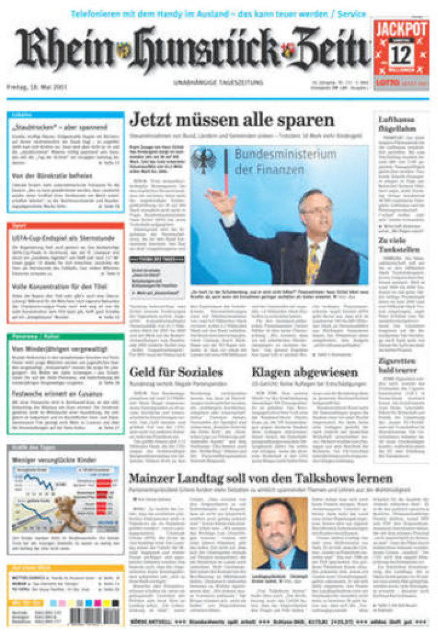 Rhein-Hunsrück-Zeitung vom Freitag, 18.05.2001