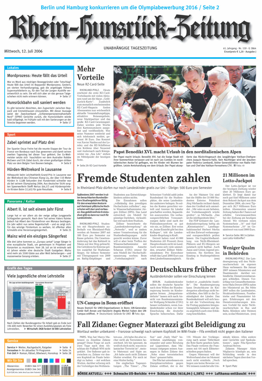 Rhein-Hunsrück-Zeitung vom Mittwoch, 12.07.2006