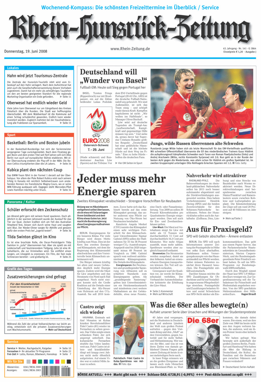 Rhein-Hunsrück-Zeitung vom Donnerstag, 19.06.2008