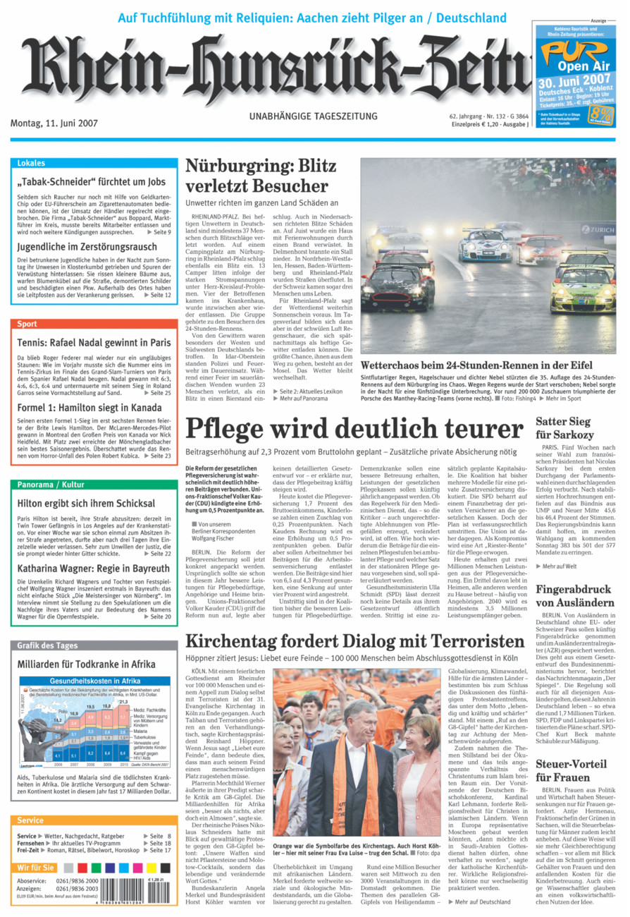 Rhein-Hunsrück-Zeitung vom Montag, 11.06.2007