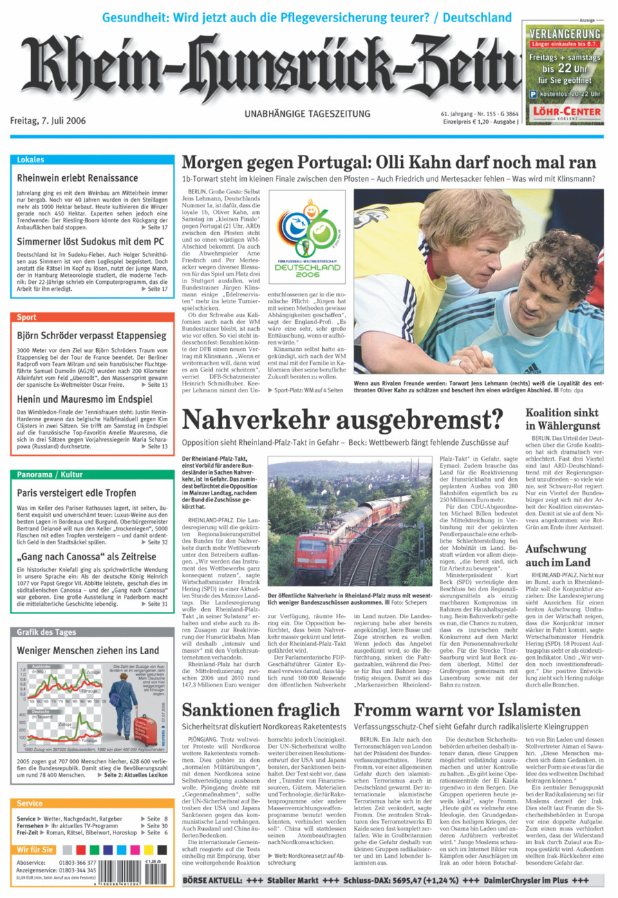 Rhein-Hunsrück-Zeitung vom Freitag, 07.07.2006
