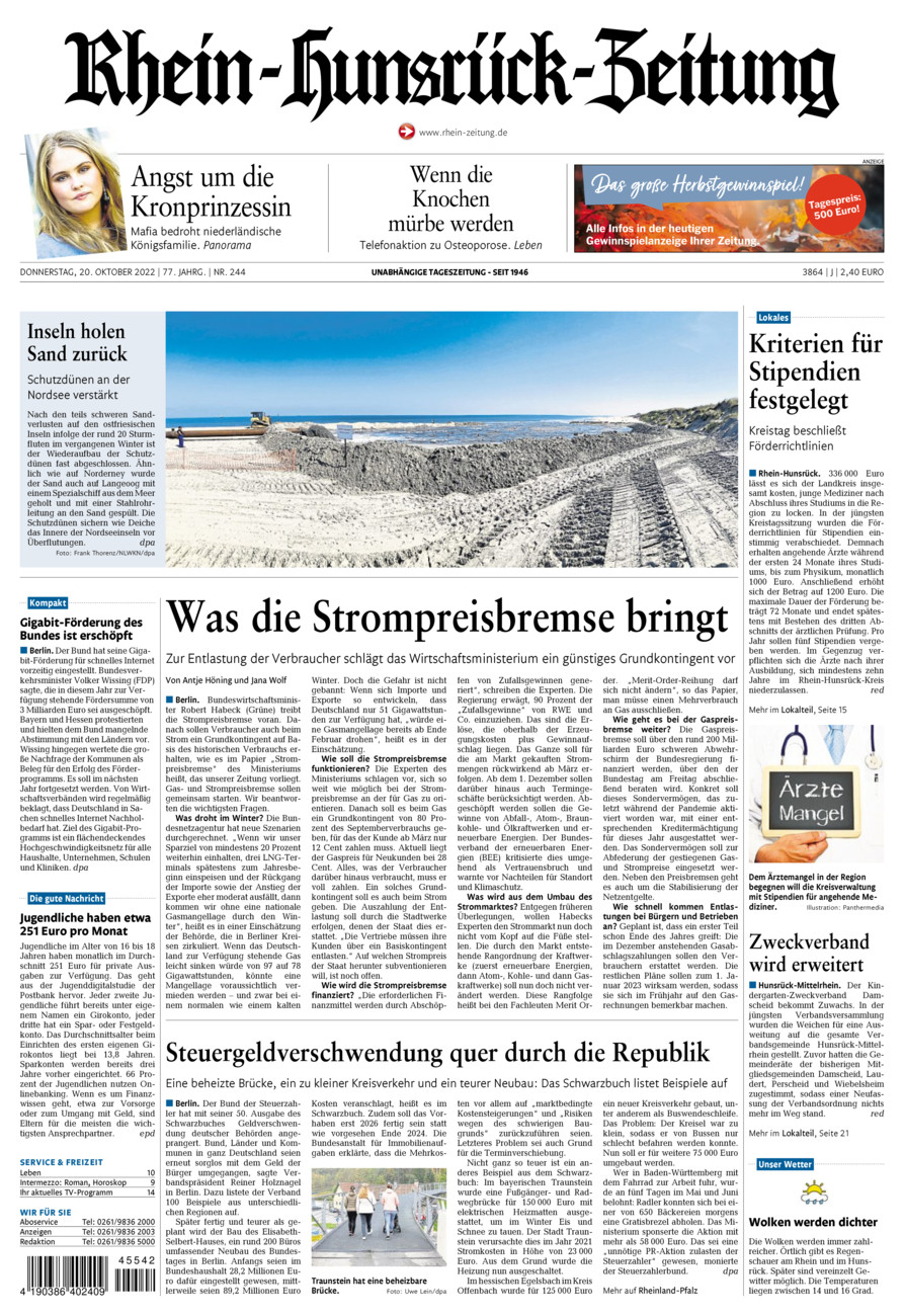 Rhein-Hunsrück-Zeitung vom Donnerstag, 20.10.2022