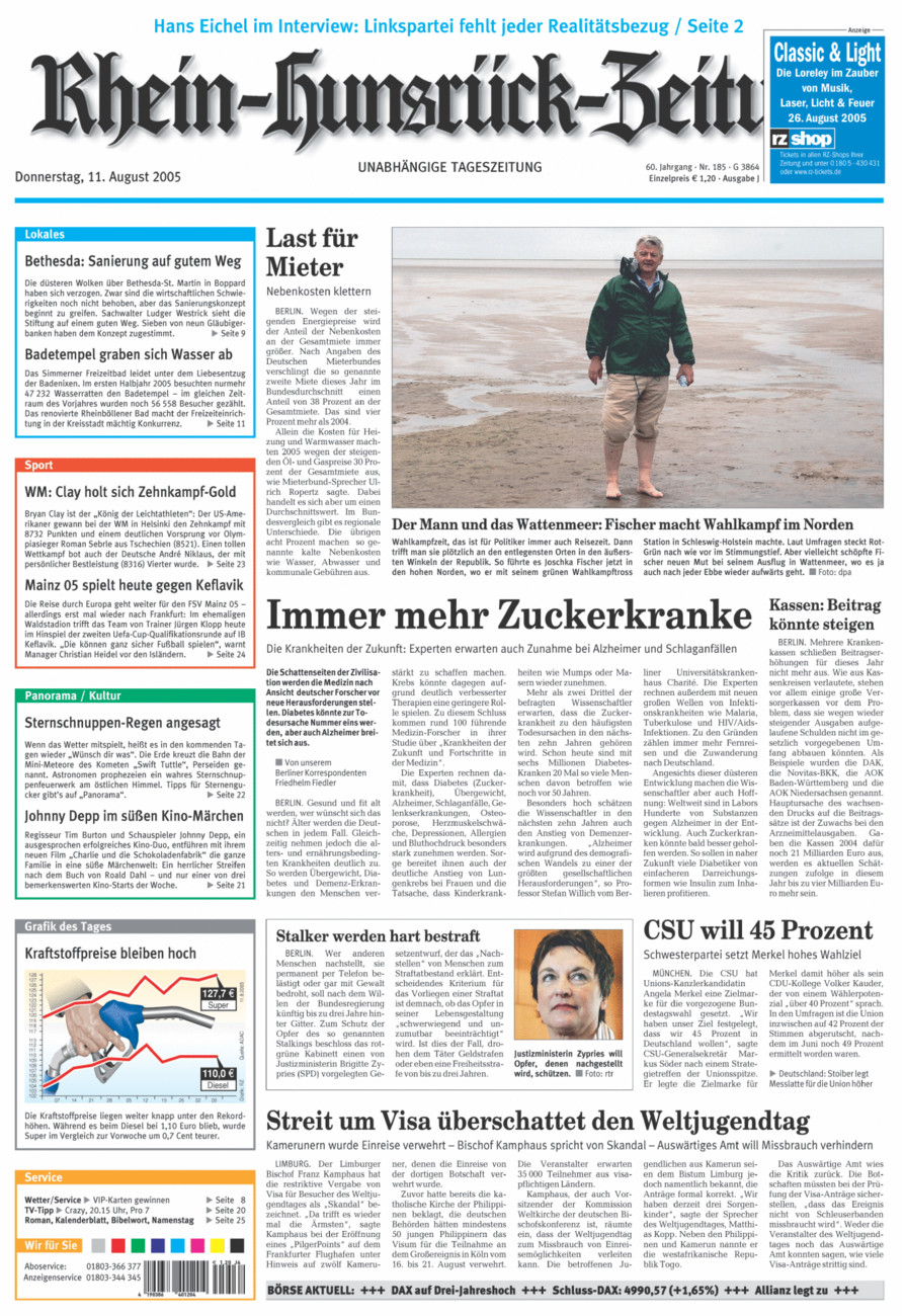 Rhein-Hunsrück-Zeitung vom Donnerstag, 11.08.2005