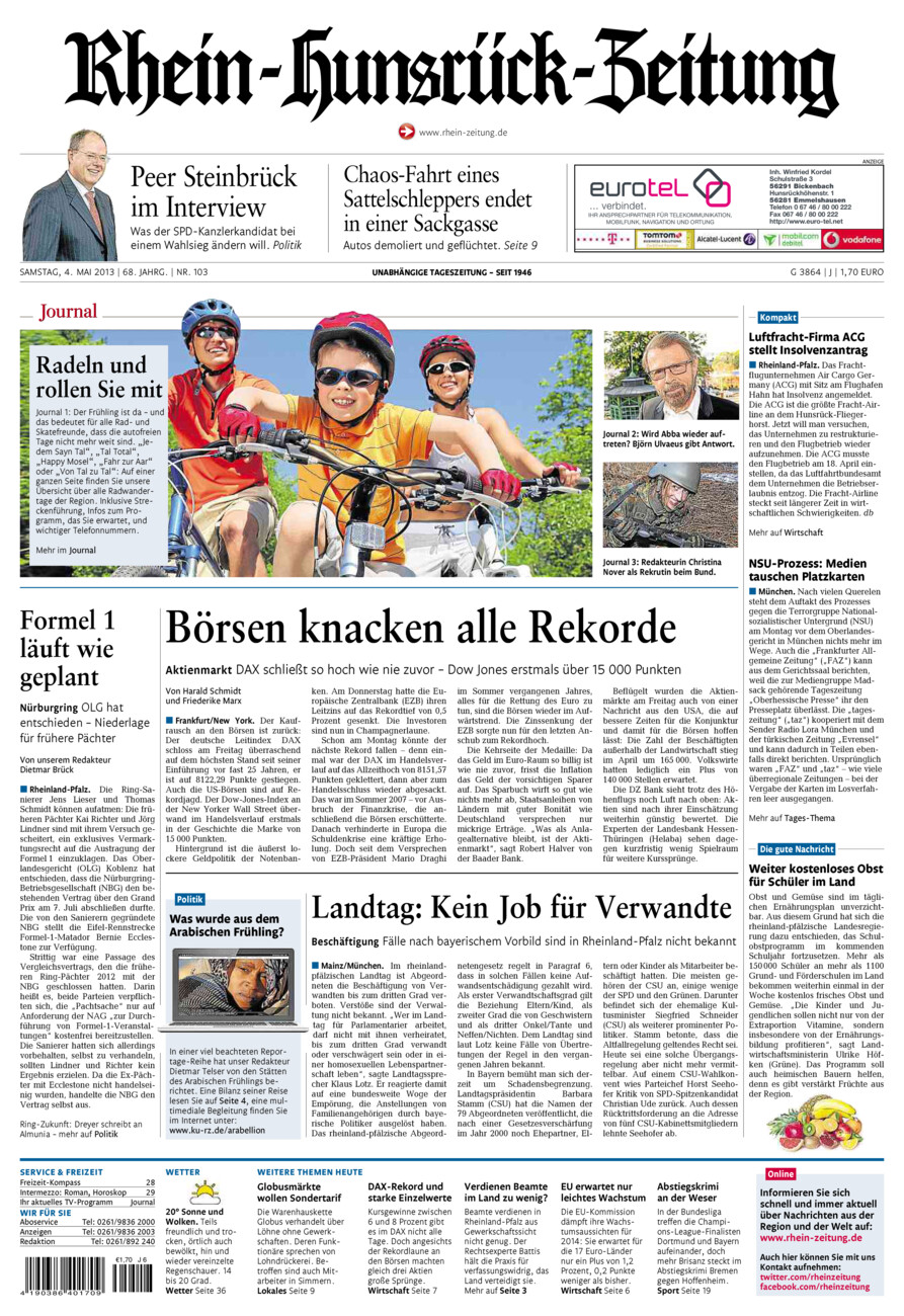 Rhein-Hunsrück-Zeitung vom Samstag, 04.05.2013