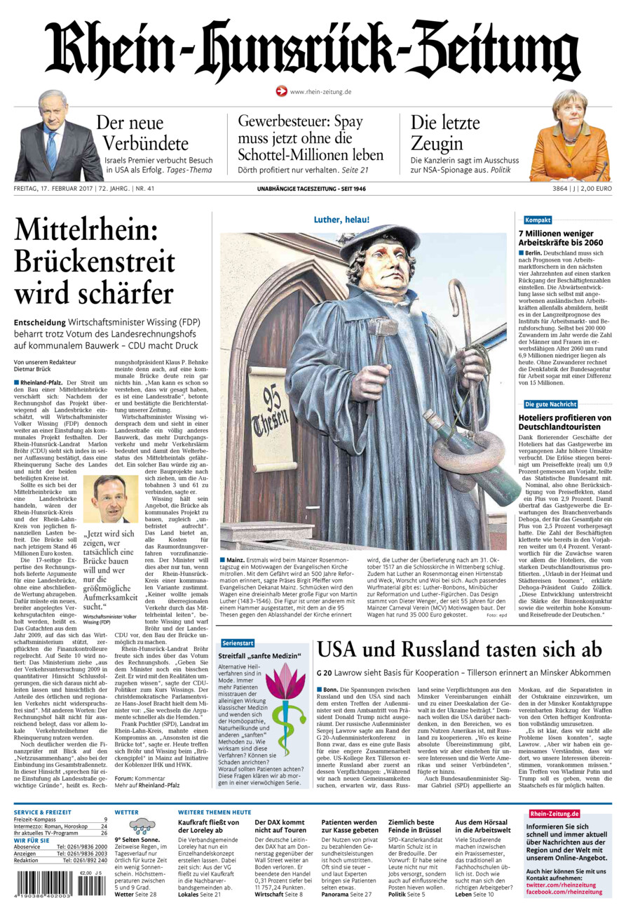 Rhein-Hunsrück-Zeitung vom Freitag, 17.02.2017