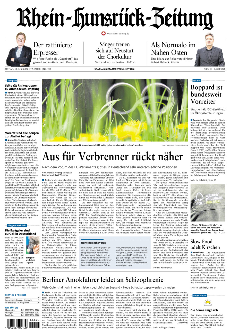 Rhein-Hunsrück-Zeitung vom Freitag, 10.06.2022