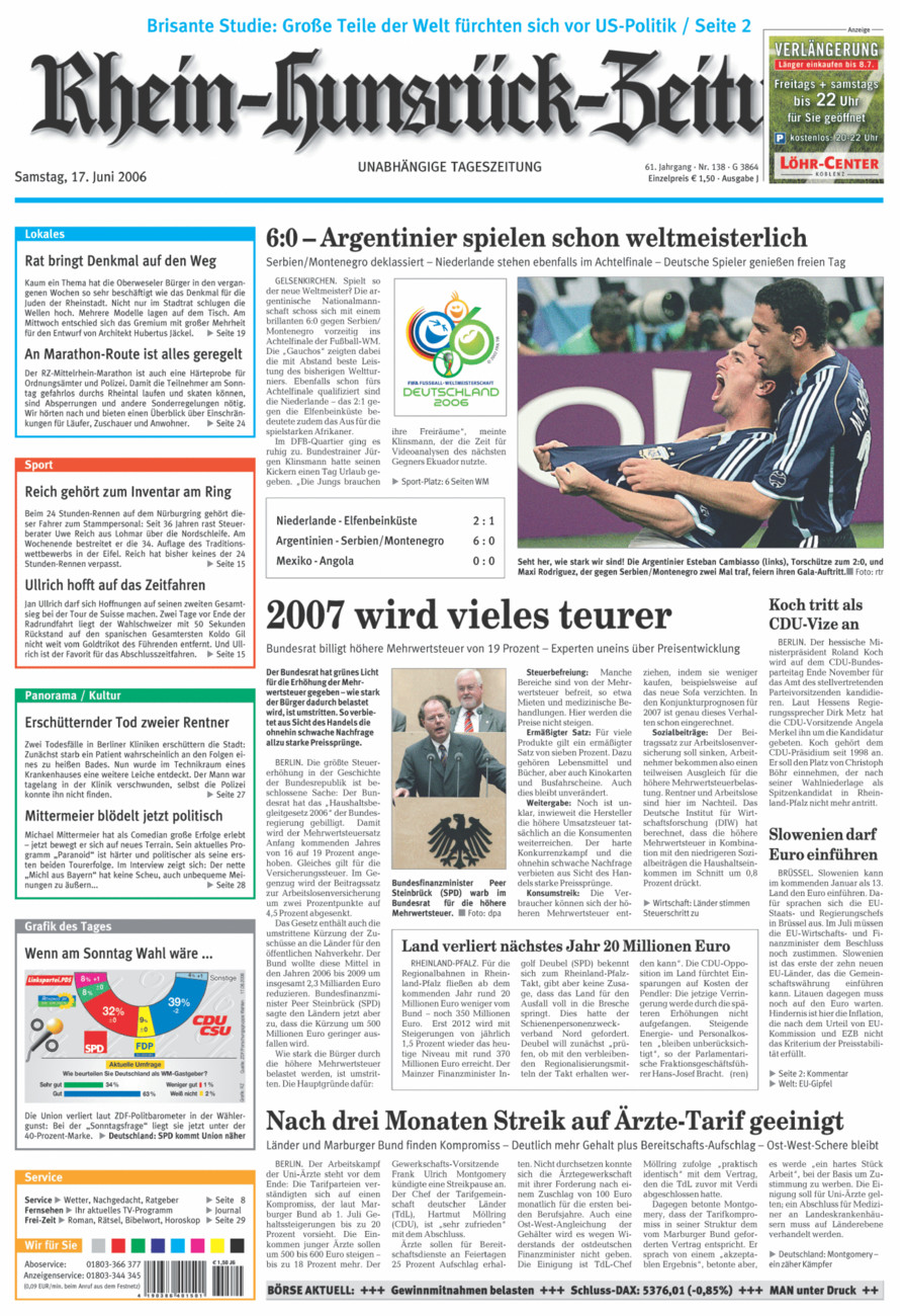 Rhein-Hunsrück-Zeitung vom Samstag, 17.06.2006