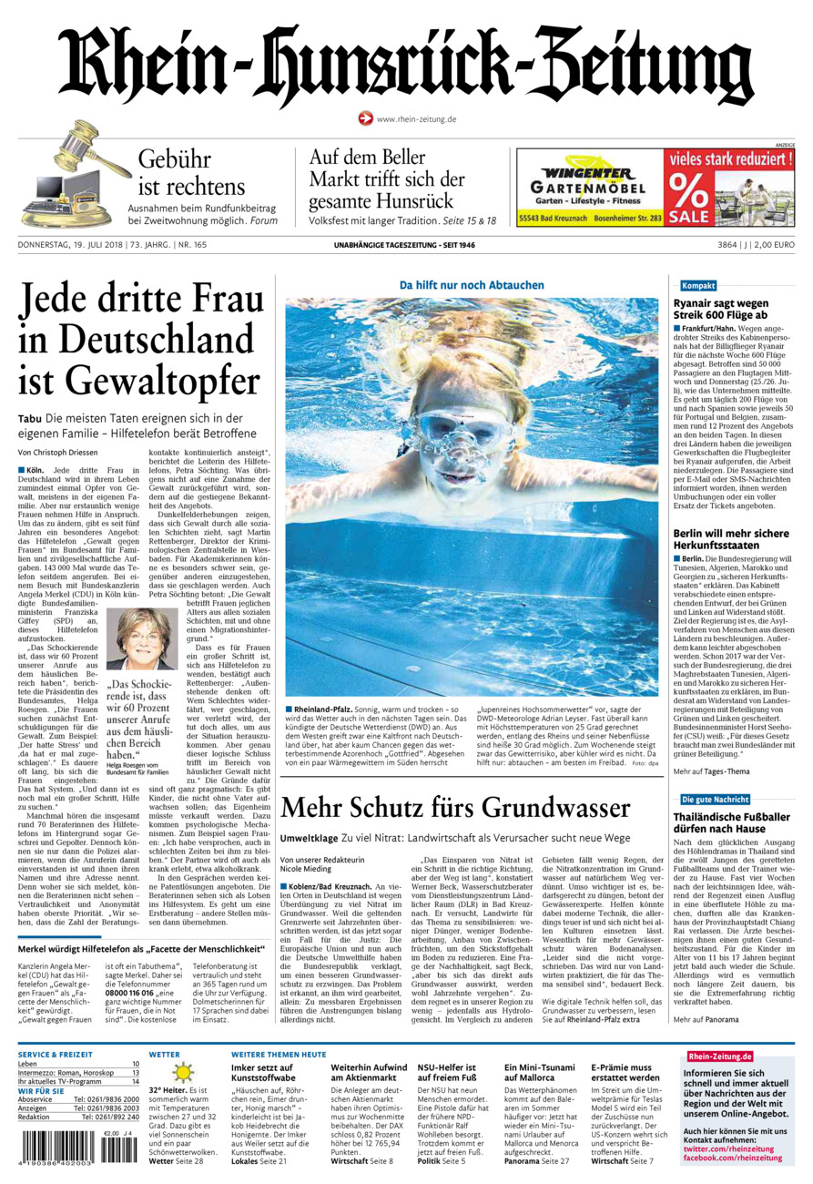 Rhein-Hunsrück-Zeitung vom Donnerstag, 19.07.2018