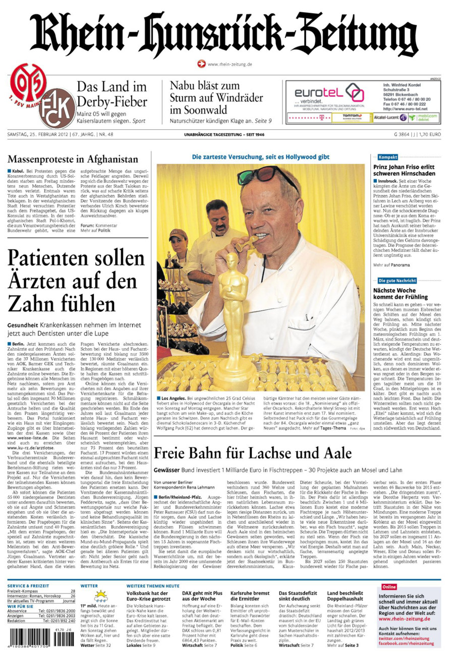 Rhein-Hunsrück-Zeitung vom Samstag, 25.02.2012