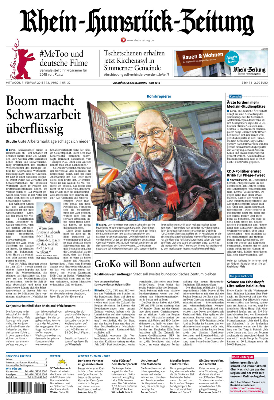 Rhein-Hunsrück-Zeitung vom Mittwoch, 07.02.2018