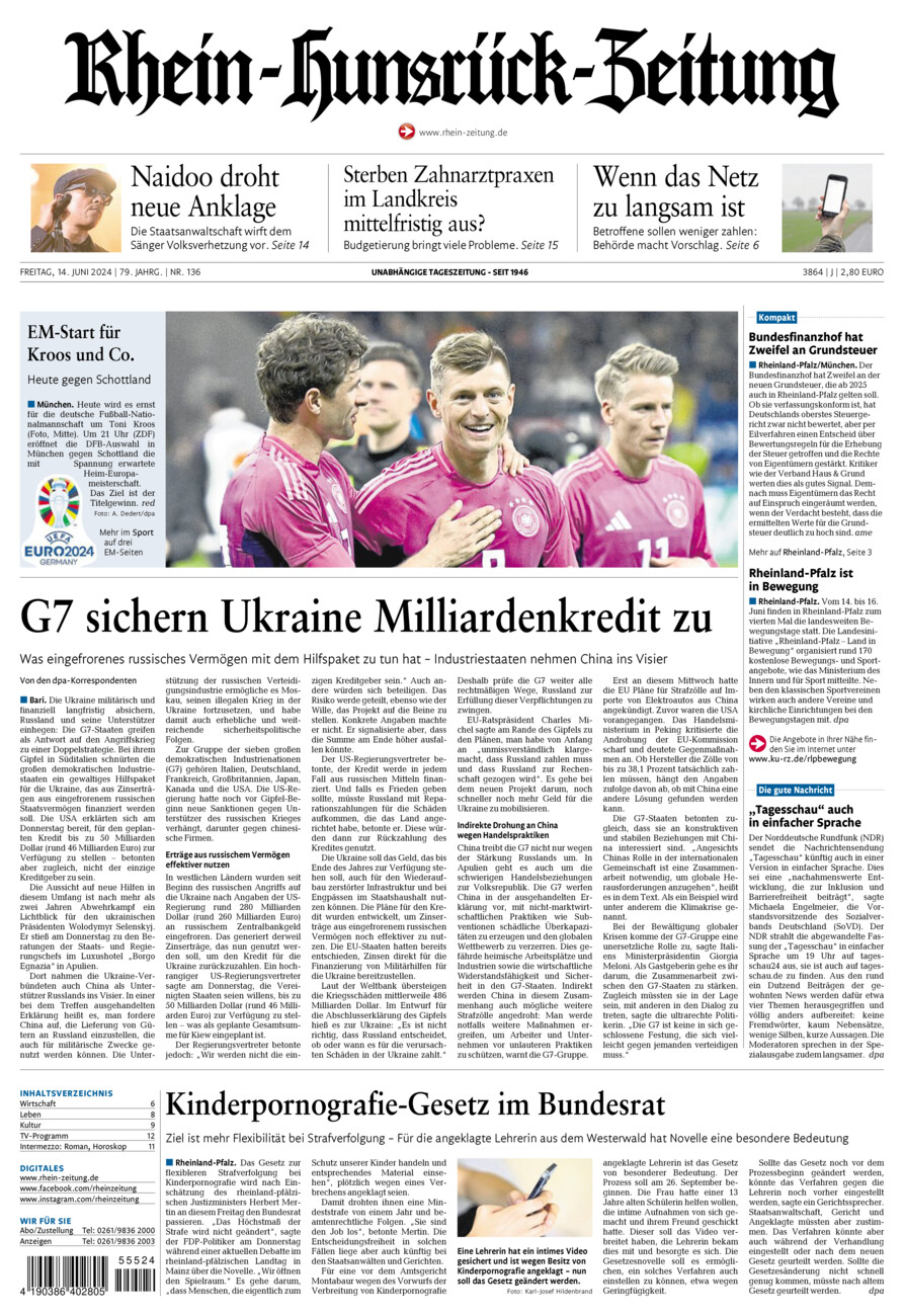 Rhein-Hunsrück-Zeitung vom Freitag, 14.06.2024